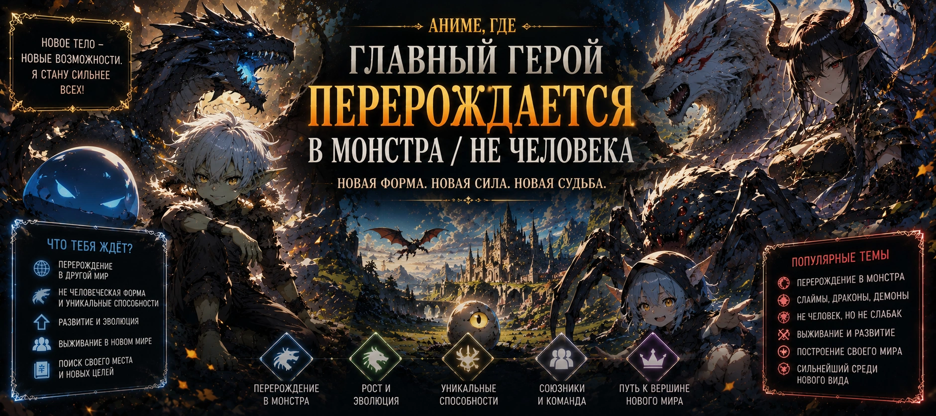 Главный герой перерождается в монстра / не человека Главный герой перерождается в монстра / не человека