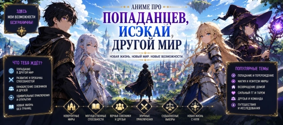 Аниме про попаданцев, исэкай, другой мир