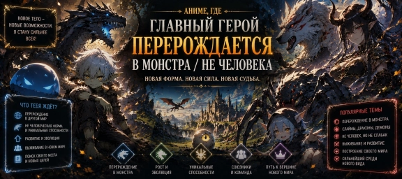 Главный герой перерождается в монстра / не человека